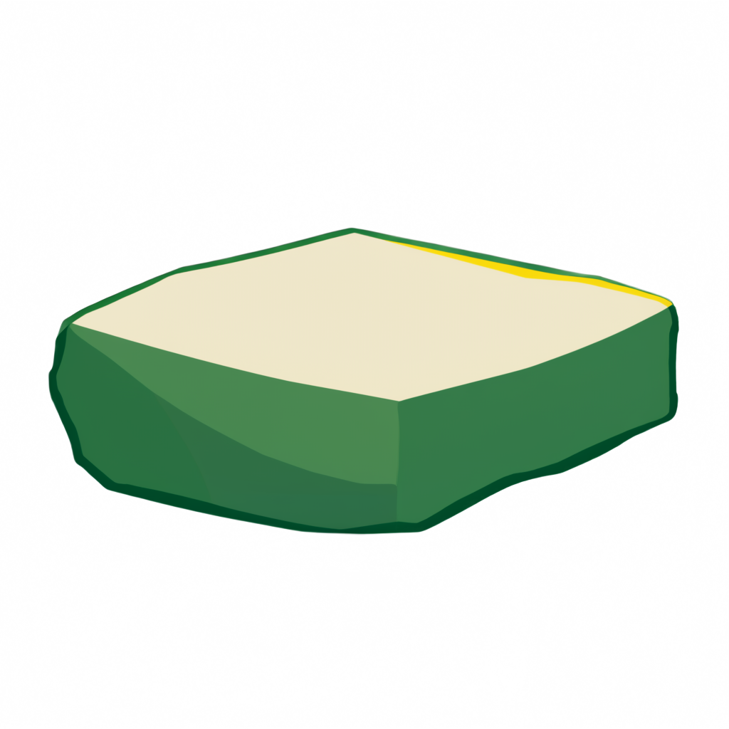 A single flat park-poster stepping stone on a transparent background — a wide cream-topped stone slab with forest-green sides and one sun-yellow highlight along its upper edge